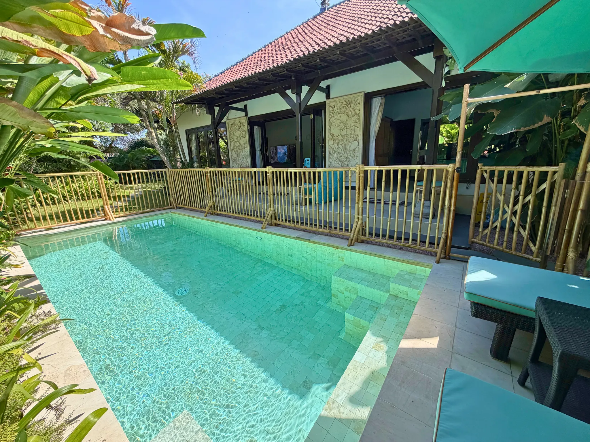 The Santi Estate family villa in Sanur with pool fence